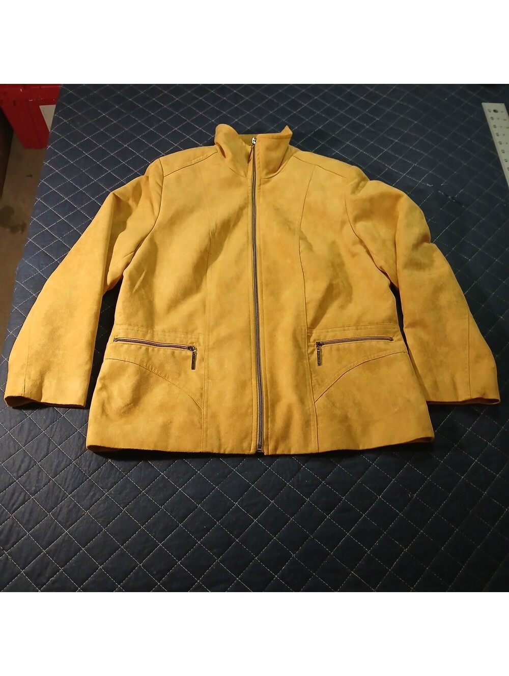 Alexandria Daily Faux Suede Jacket Women Mustard Zip Front Blazer
